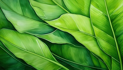 watercolor macro banana leaf texture fresh green