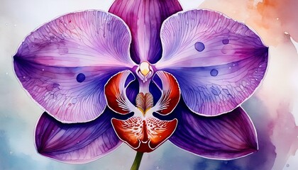 watercolor macro purple orchid detailed petals
