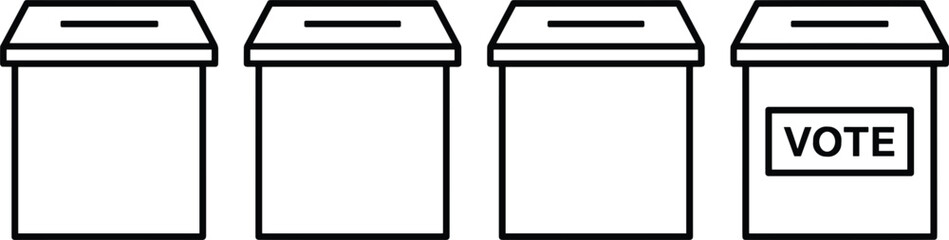 Fototapeta premium Voting ballot boxes line icon set with vote label isolated vector illustration for election democracy concept design usage
