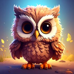 Adorable Owl Portrait - A Charming Gaze in a Whimsical World.