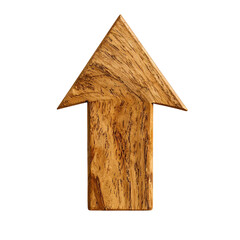 wooden upwards arrow for growing business isolated on white or transparent background