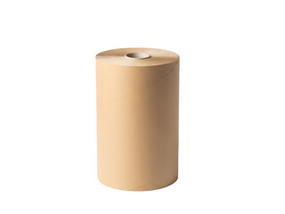 Single roll of brown paper towel isolated on transparent background