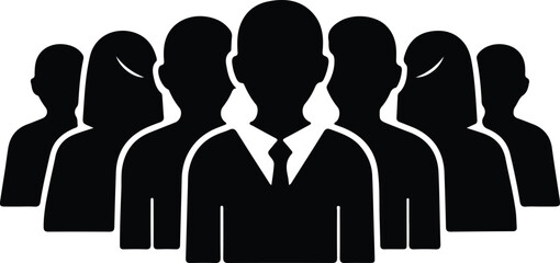 Silhouette diverse business team members standing together in a corporate line illustration vector