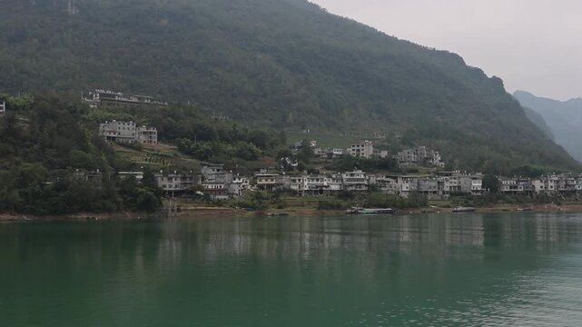 Scenic view of Wujiang River cruise ride at Chongqing, China. It allows tourists to enjoy the beauty of the mountains and rivers and explore the natural landscape
