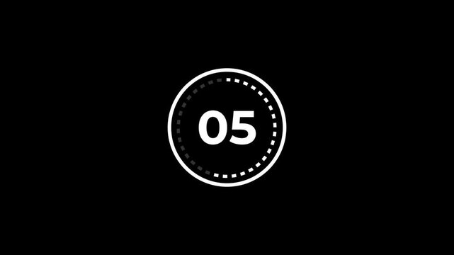 Ten seconds counter, 1 to 10 sec countup timer animation, 10 sec countup timer animation on black background.