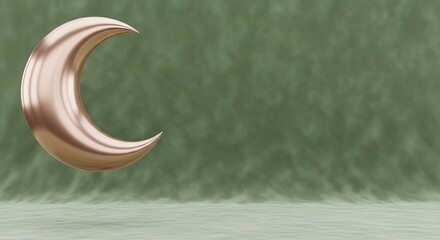 Sage green velvet background with shiny rose gold crescent moon ramadan kareem islamic eid mubarak background download 2026 2027