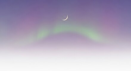 Soft lavender sky with crescent moon and green aurora ramadan kareem islamic eid mubarak background download 2026 2027