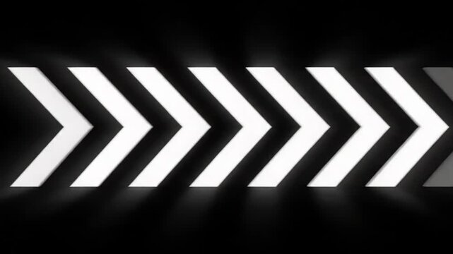 Glowing chevron arrow direction pattern with motion blur on dark background