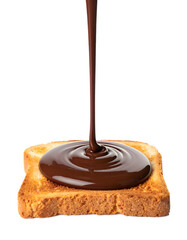 Obraz premium Golden Toast with Chocolate Spread Being Drizzled from Spoon 