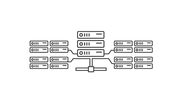 Server network connection diagram with multiple rack units