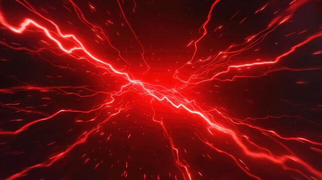 Abstract red lightning sparks effects anime cartoon style background from generative AI for animation theme, dynamic design, background texture