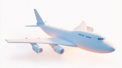 Fototapeta premium Minimal 3D airplane icon with soft lighting and pastel tones, suitable for travel concepts, aviation design, and modern UI illustration.