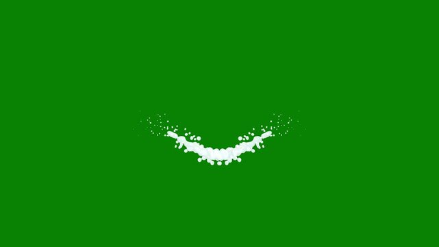 Liquid line pop splash animation with funny comic motion, fluid wave flow, milk splash clusters, bouncing ball accents, and smooth swoosh transition created for green screen in cartoon 2d 4k