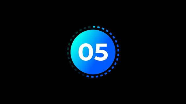 Ten seconds counter, 1 to 10 sec countup timer animation, 10 sec countup timer animation on black background.