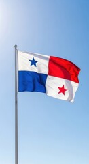 Naklejka premium Panama Flag Waving Under Clear Sky