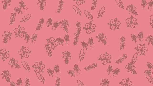 Delicate floral and leafy pattern on a pink backdrop, ideal for girly designs like stationery, textiles, and social media graphics.
