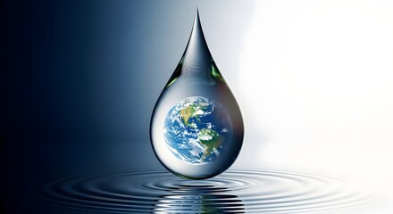 Obraz premium Earth encapsulated in a water droplet