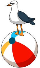 illustration seagull with Colorful Beach Ball