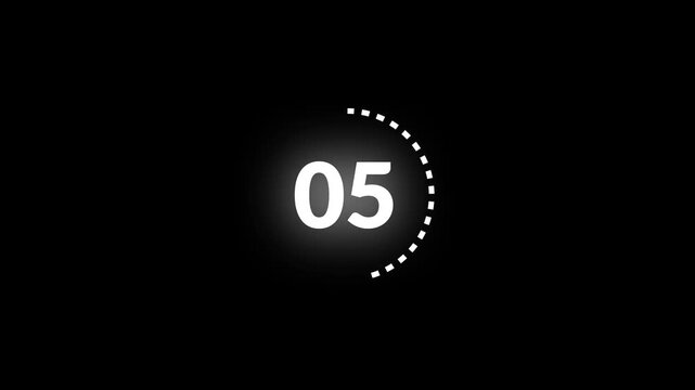 Ten seconds counter, 1 to 10 sec countup timer animation, 10 sec countup timer animation on black background.