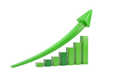 Green arrow graph showing business growth and success