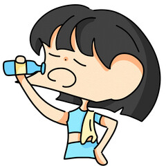 illustration of a girl drinks water