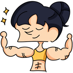 illustration of a woman who proud of her strong muscle