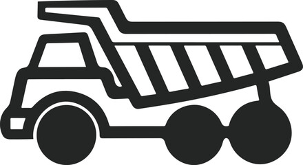 Dump truck icon outline vector graphic for construction and heavy machinery concept © sefatahmed