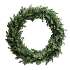 Lush Evergreen Wreath with Frosted Tips Dark Background