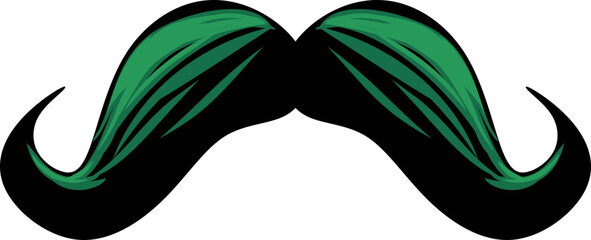 Stylish Green Mustache Illustration