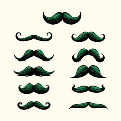 Stylish Green Mustache Illustration