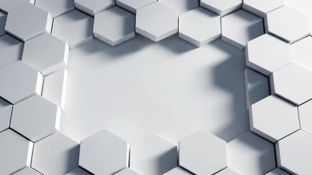 White hexagonal geometric pattern forming modern abstract frame