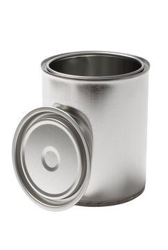 Open Metal Paint Can with Lid
