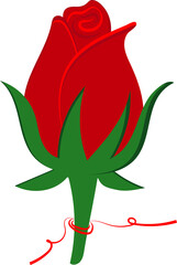 red rose with green leaves