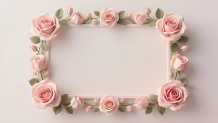 Pale pink rose flower frame: copy space available