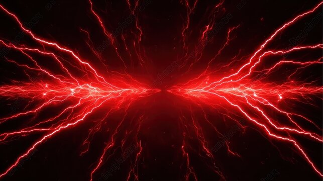 Generative AI abstract background with red lightning sparks in anime cartoon style, for animation theme, dynamic design