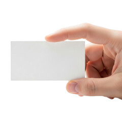 Obraz premium Hand holding blank business card isolated on transparent background