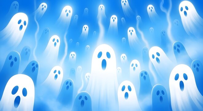 Cute Ghost Cartoon Halloween Background Illustration