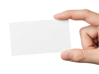 Obraz premium Hand holding blank transparent card isolated on transparent background