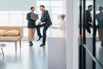 Professional Colleagues Brainstorming Ideas in a Modern Collaborative Workspace
