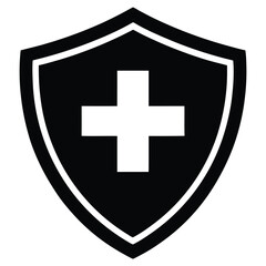 Obraz premium Medical shield icon with cross symbol healthcare safety and protection sign
