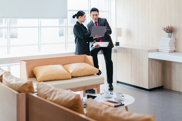 Professional Colleagues Brainstorming Ideas in a Modern Collaborative Workspace