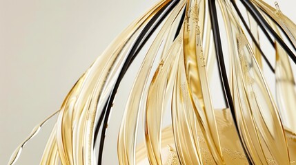 Close Up of Elegant Gold and Black Metal Pendant Light Fixture with Modern Design