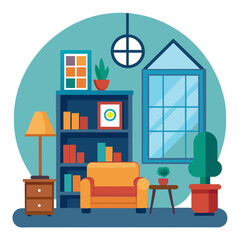 Fototapeta premium Cozy living room interior with modern furniture and decor