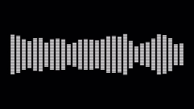 Audio waveform spectrum animation on transparent background, Soundwave audio visualizer animation with alpha channel
