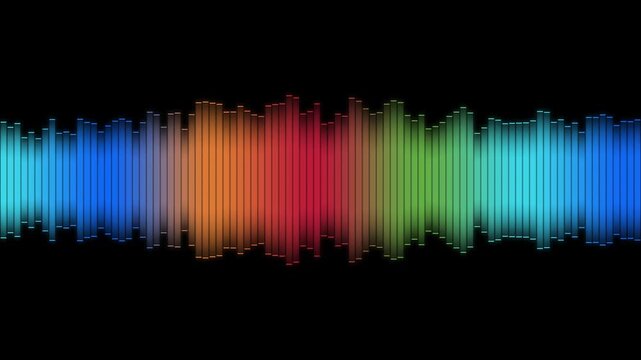Abstract Rainbow Audio Waveform VU Meter Background Loop