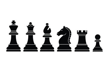 Chess Piece Silhouettes: King, Queen, Pawn