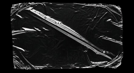 Fototapeta premium Surgical instrument wrapped in plastic on a dark background viewed from above