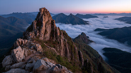 Fototapeta premium Natural scenery, sea of clouds, mountains, sunset, commercial photos 