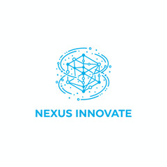Fototapeta premium Digital Nexus Cube Network Technology Logo
