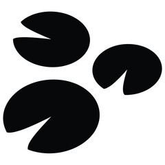 Minimalist depiction of black paw prints against a white background